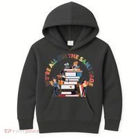 Were All One The Same Page Library Reading Fan Book Lover Kids Hoodie thumb 0
