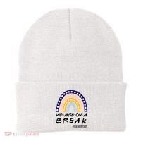 We Are On A Break Teacher Off Duty Friends Rainbow Beanie thumb 0