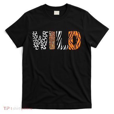 Wild Animal Pattern Cow Leopard Zebra Tiger Animal Print T-Shirt