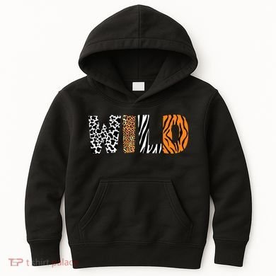 Wild Animal Pattern Cow Leopard Zebra Tiger Animal Print Kids Hoodie