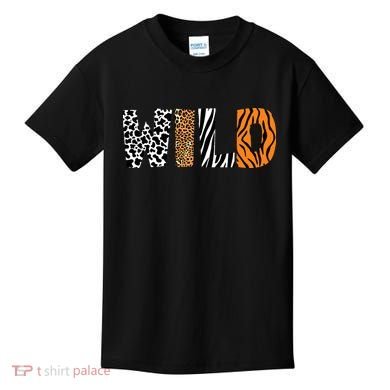 Wild Animal Pattern Cow Leopard Zebra Tiger Animal Print Kids T-Shirt