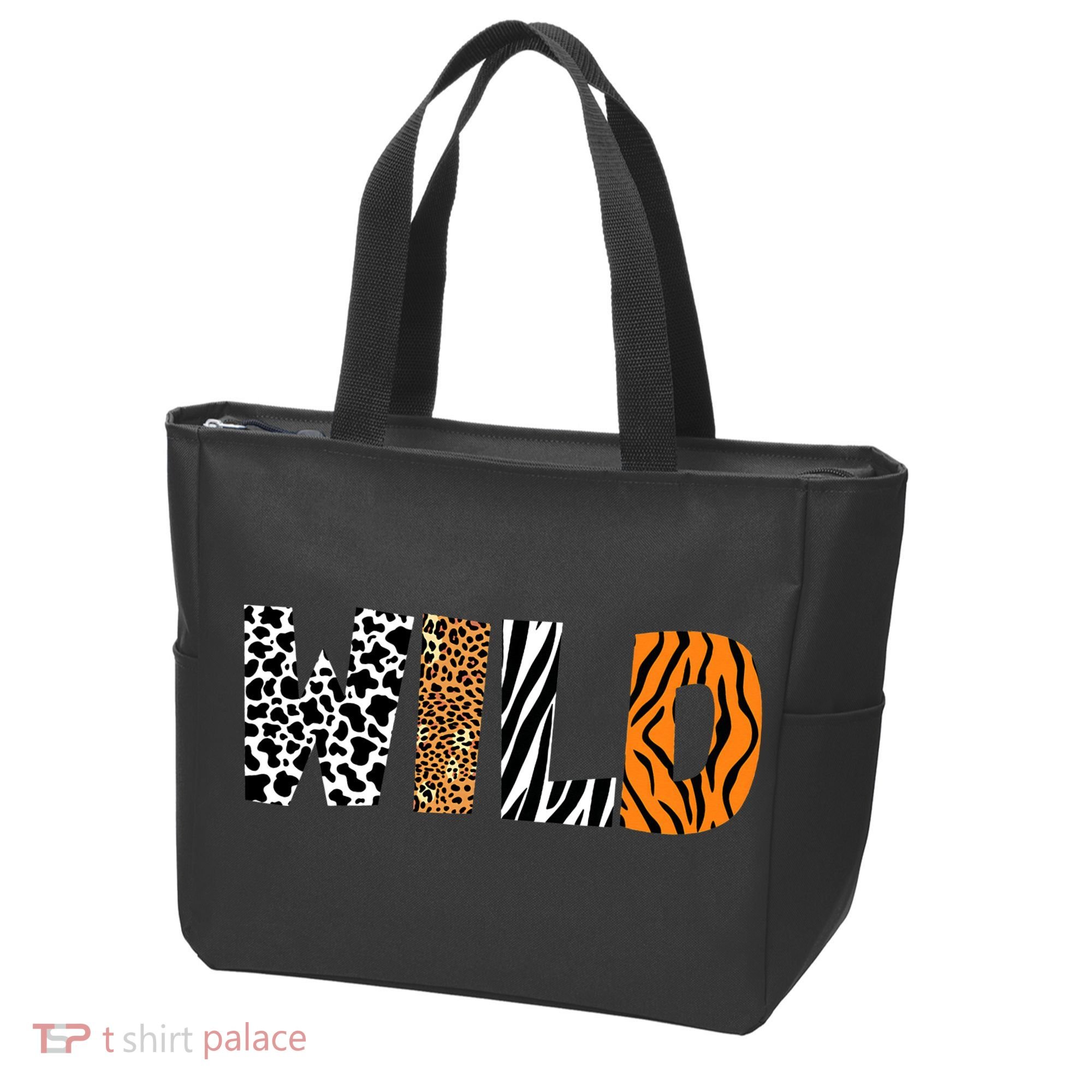 Wild Animal Pattern Cow Leopard Zebra Tiger Animal Print Tote Bag