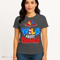 Wild About Reading Book Lover Reading Fan Women's T-Shirt thumb 4