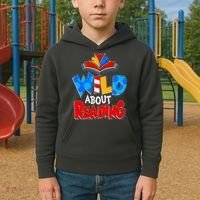 Wild About Reading Book Lover Reading Fan Kids Hoodie thumb 2