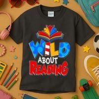 Wild About Reading Book Lover Reading Fan Kids T-Shirt thumb 3