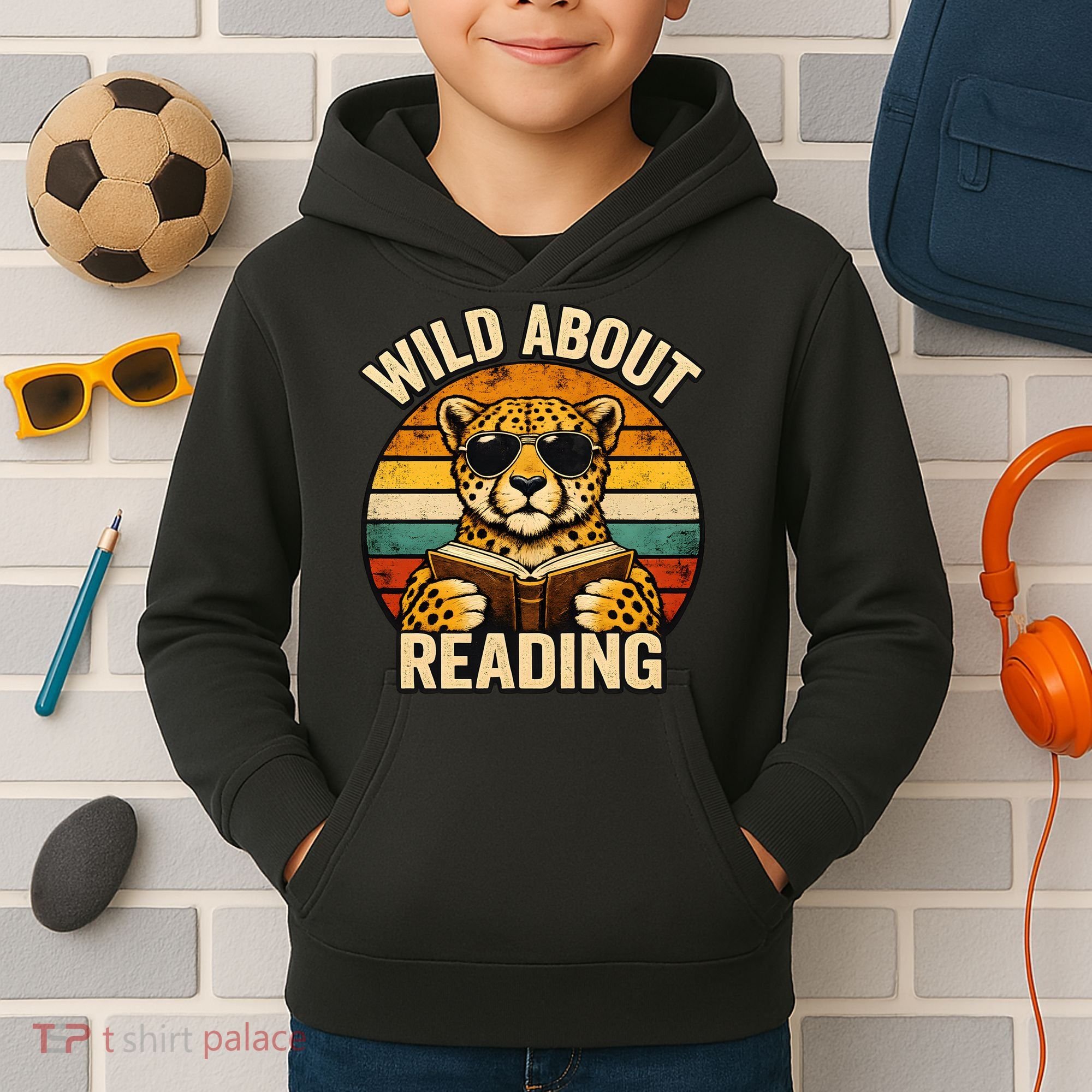 Wild About Reading Cheetah Kids Hoodie