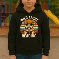 Wild About Reading Cheetah Kids Hoodie thumb 3