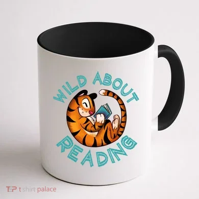 Wild About Reading Tiger Coffee Mug back