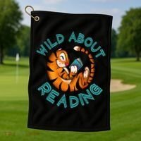 Wild About Reading Tiger Golf Towel thumb 1
