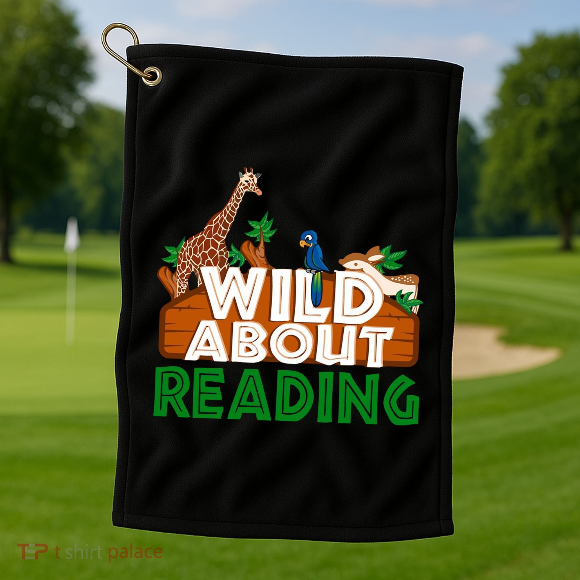 Wild About Reading Animals Golf Towel