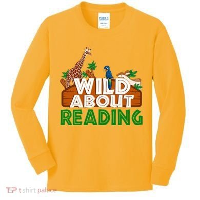 Wild About Reading Animals Kids Long Sleeve Shirt