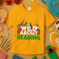 Wild About Reading Animals Kids T-Shirt thumb 3