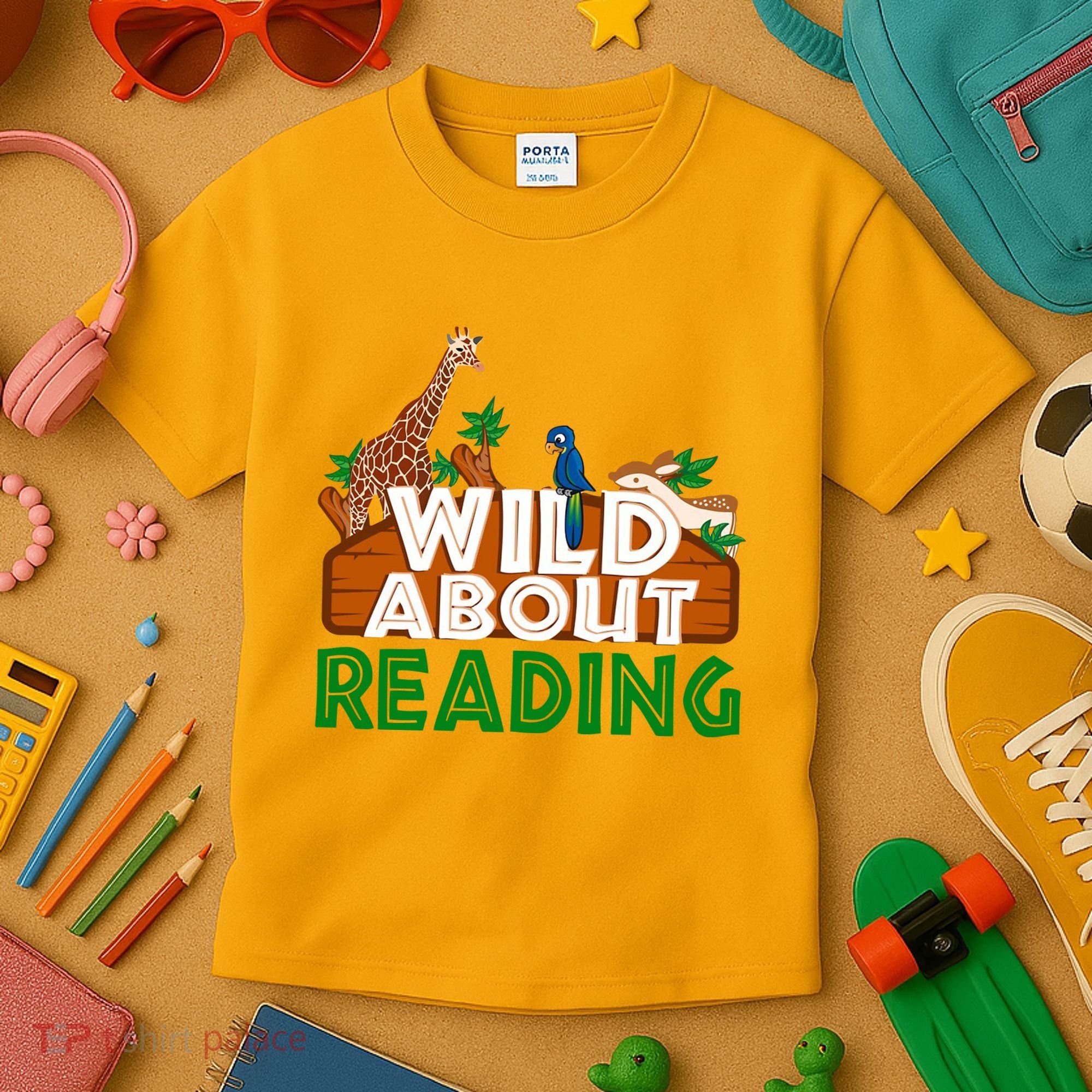 Wild About Reading Animals Kids T-Shirt