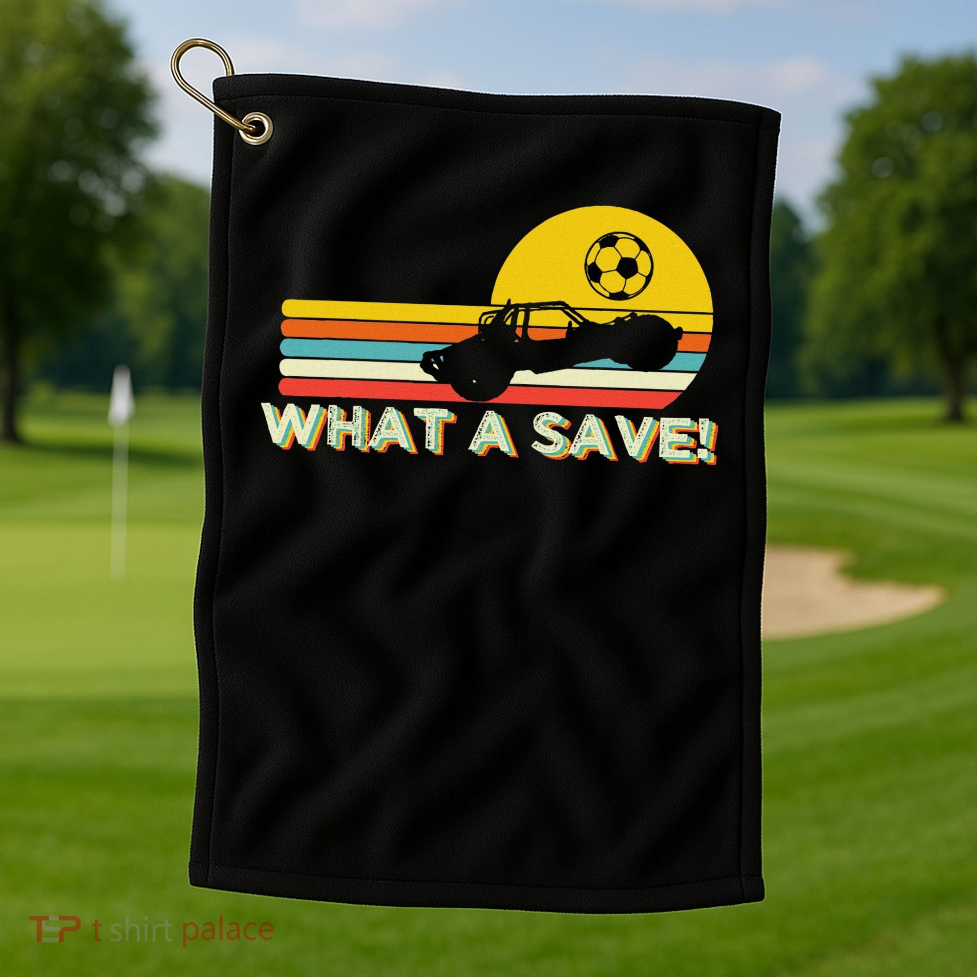 What A Retro Rocket Football Car League Golf Towel