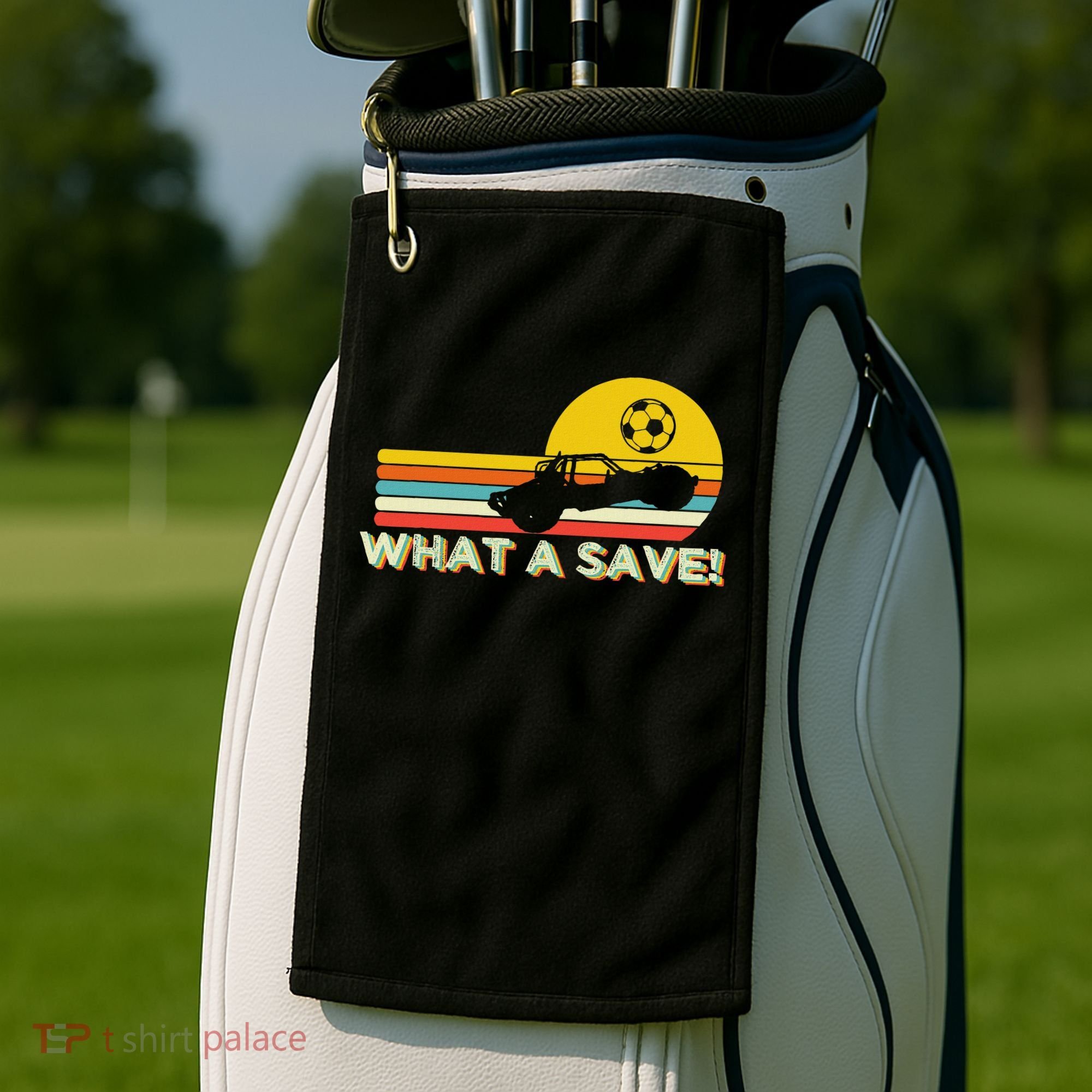 What A Retro Rocket Football Car League Golf Towel