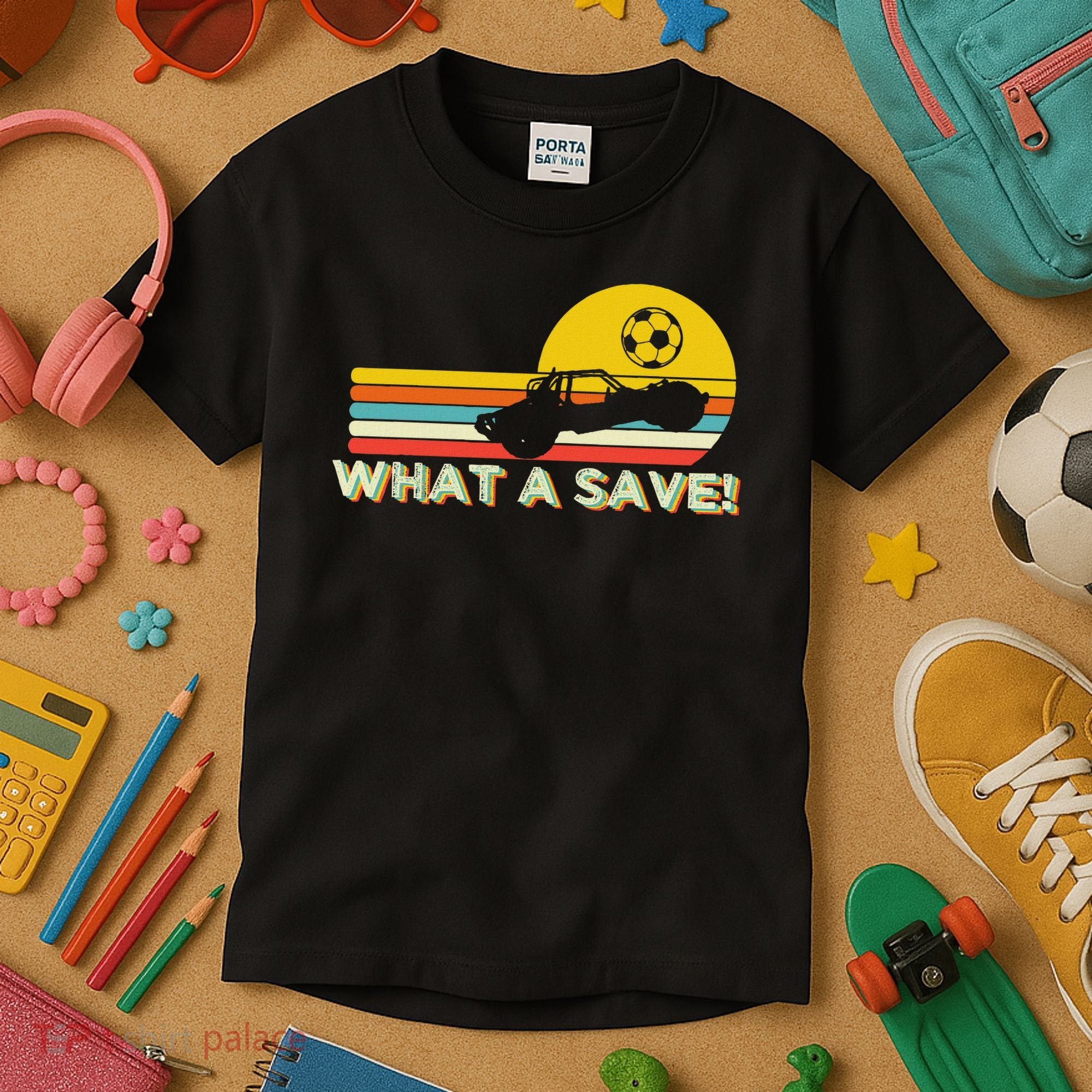 What A Retro Rocket Football Car League Kids T-Shirt