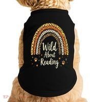 Wild About Reading Teacher Back To School Rainbow Gift Doggie Tank thumb 0