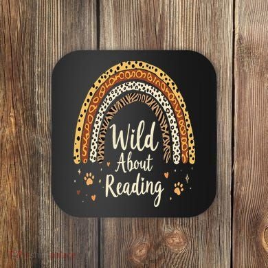 Wild About Reading Teacher Back To School Rainbow Gift Coaster