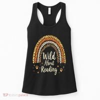 Wild About Reading Teacher Back To School Rainbow Gift Women's Tank Top thumb 0