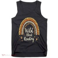 Wild About Reading Teacher Back To School Rainbow Gift Tank Top thumb 0