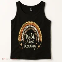 Wild About Reading Teacher Back To School Rainbow Gift Tank Top thumb 2