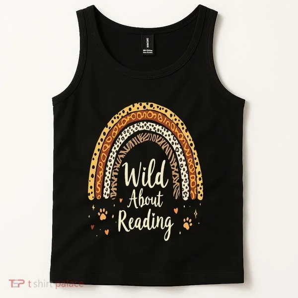 Wild About Reading Teacher Back To School Rainbow Gift Tank Top