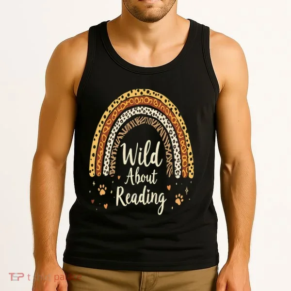 Wild About Reading Teacher Back To School Rainbow Gift Tank Top