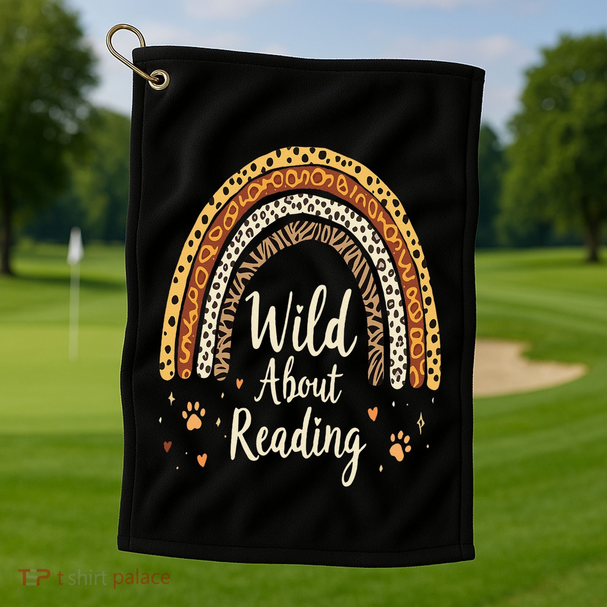 Wild About Reading Teacher Back To School Rainbow Gift Golf Towel