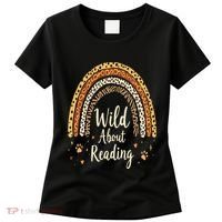 Wild About Reading Teacher Back To School Rainbow Gift Women's T-Shirt thumb 0
