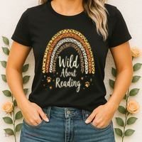 Wild About Reading Teacher Back To School Rainbow Gift Women's T-Shirt thumb 2