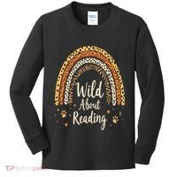 Wild About Reading Teacher Back To School Rainbow Gift Kids Long Sleeve Shirt thumb 0