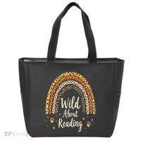 Wild About Reading Teacher Back To School Rainbow Gift Tote Bag thumb 0