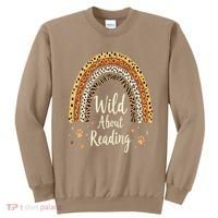 Wild About Reading Teacher Back To School Rainbow Gift Sweatshirt thumb 0