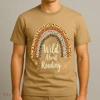 Wild About Reading Teacher Back To School Rainbow Gift T-Shirt thumb 3