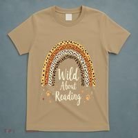 Wild About Reading Teacher Back To School Rainbow Gift T-Shirt thumb 5