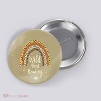 Wild About Reading Teacher Back To School Rainbow Gift Button thumb 0
