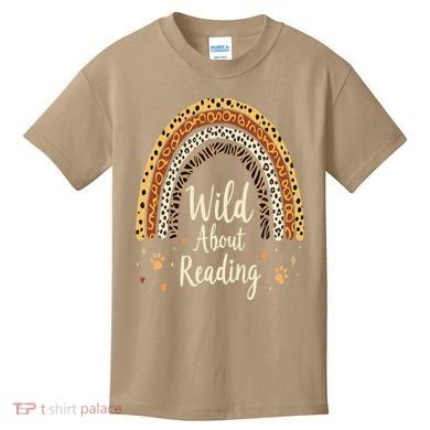 Wild About Reading Teacher Back To School Rainbow Gift Kids T-Shirt