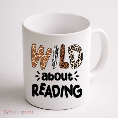 Wild About Reading Animal Print Coffee Mug back