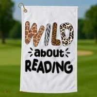 Wild About Reading Animal Print Golf Towel thumb 1