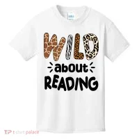 Wild About Reading Animal Print Kids T-Shirt thumb 0