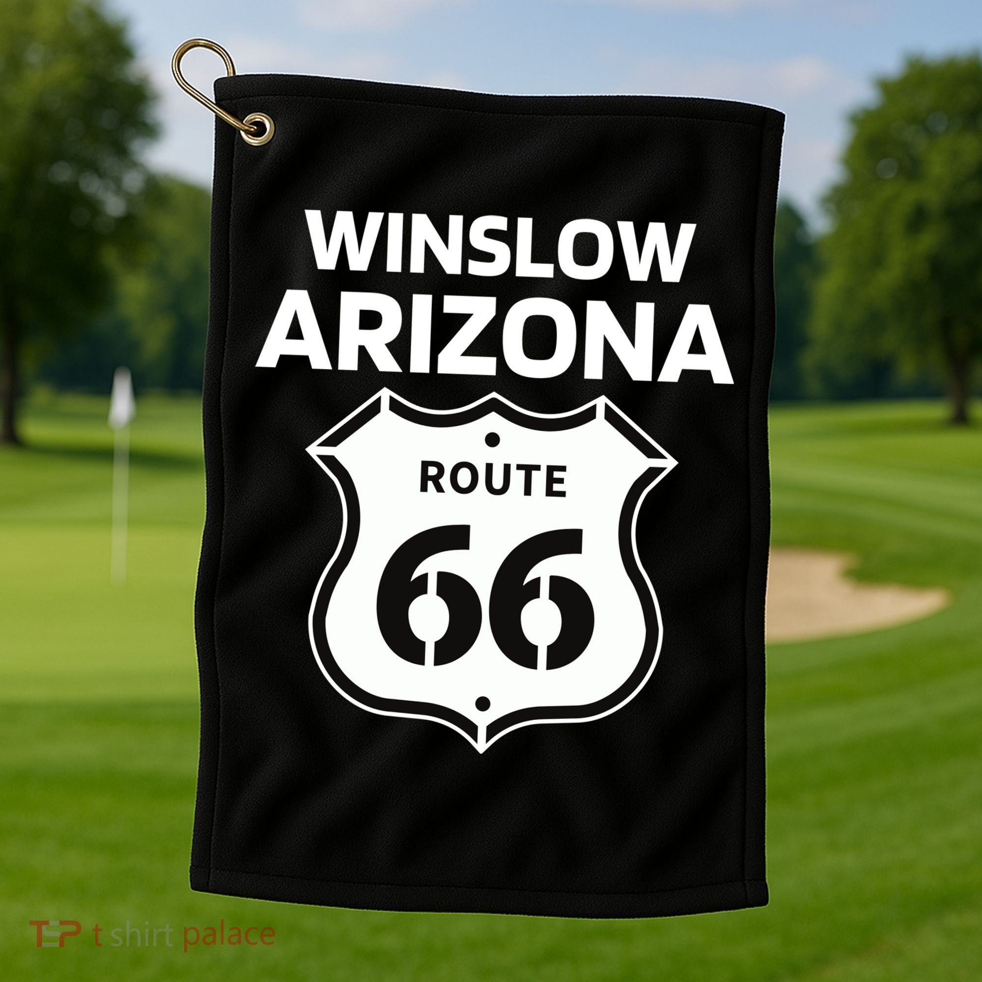 Winslow Arizona Route 66 Golf Towel