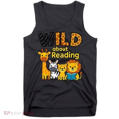 Wild About Reading Cute Jungle Animal Literacy Design Tank Top