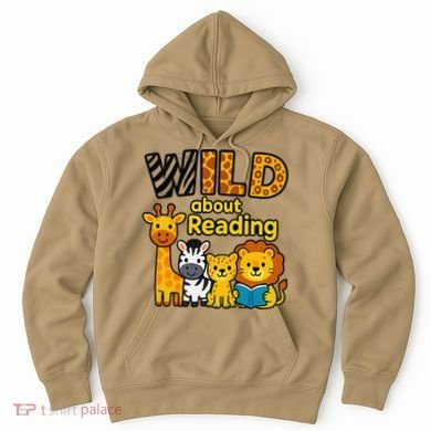 Wild About Reading Cute Jungle Animal Literacy Design Hoodie