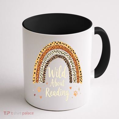 Wild About Reading Teacher Back to School Rainbow Coffee Mug back