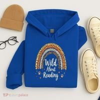 Wild About Reading Teacher Back to School Rainbow Hoodie thumb 4