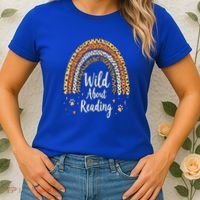 Wild About Reading Teacher Back to School Rainbow Women's T-Shirt thumb 2