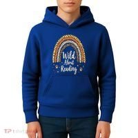 Wild About Reading Teacher Back to School Rainbow Kids Hoodie thumb 4