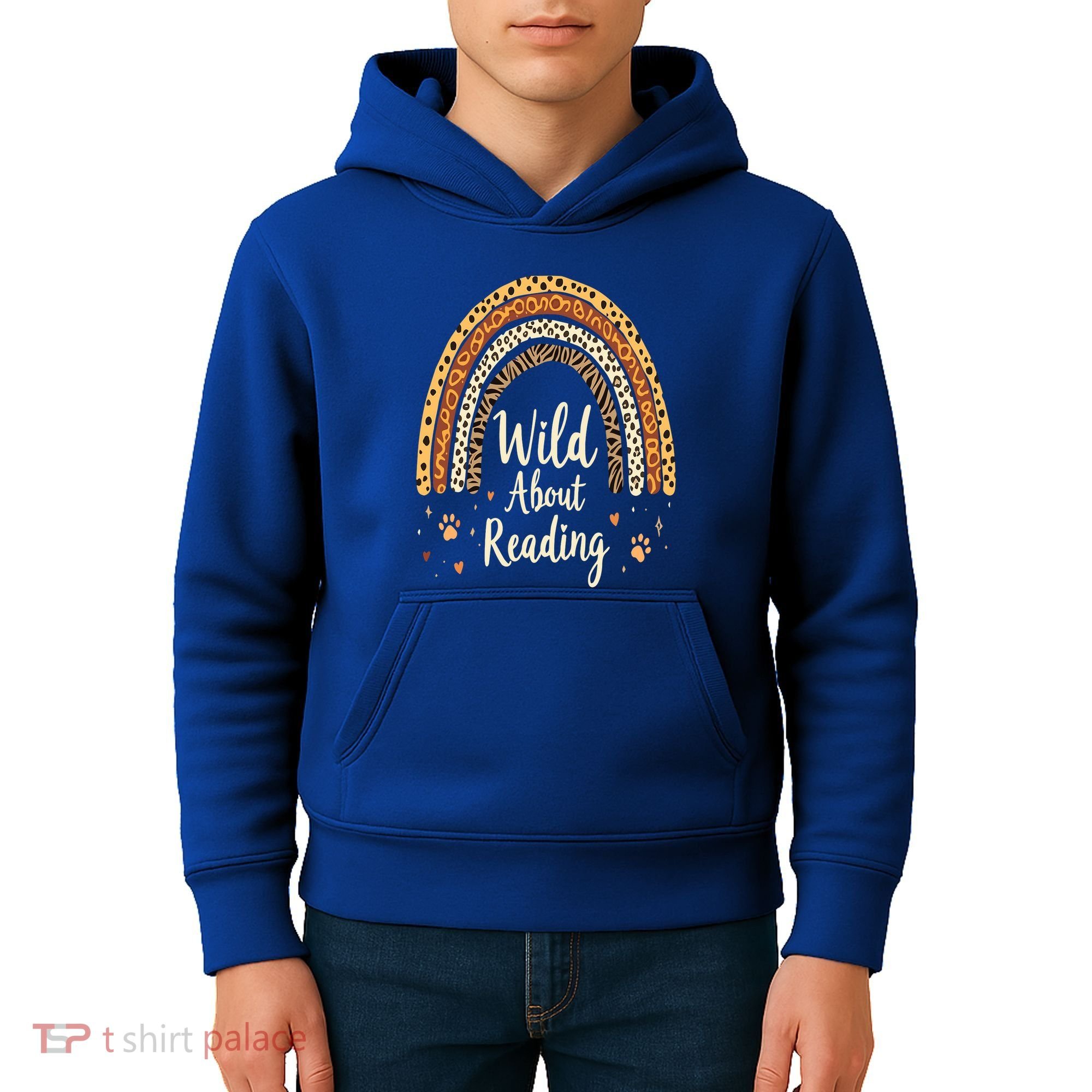 Wild About Reading Teacher Back to School Rainbow Kids Hoodie