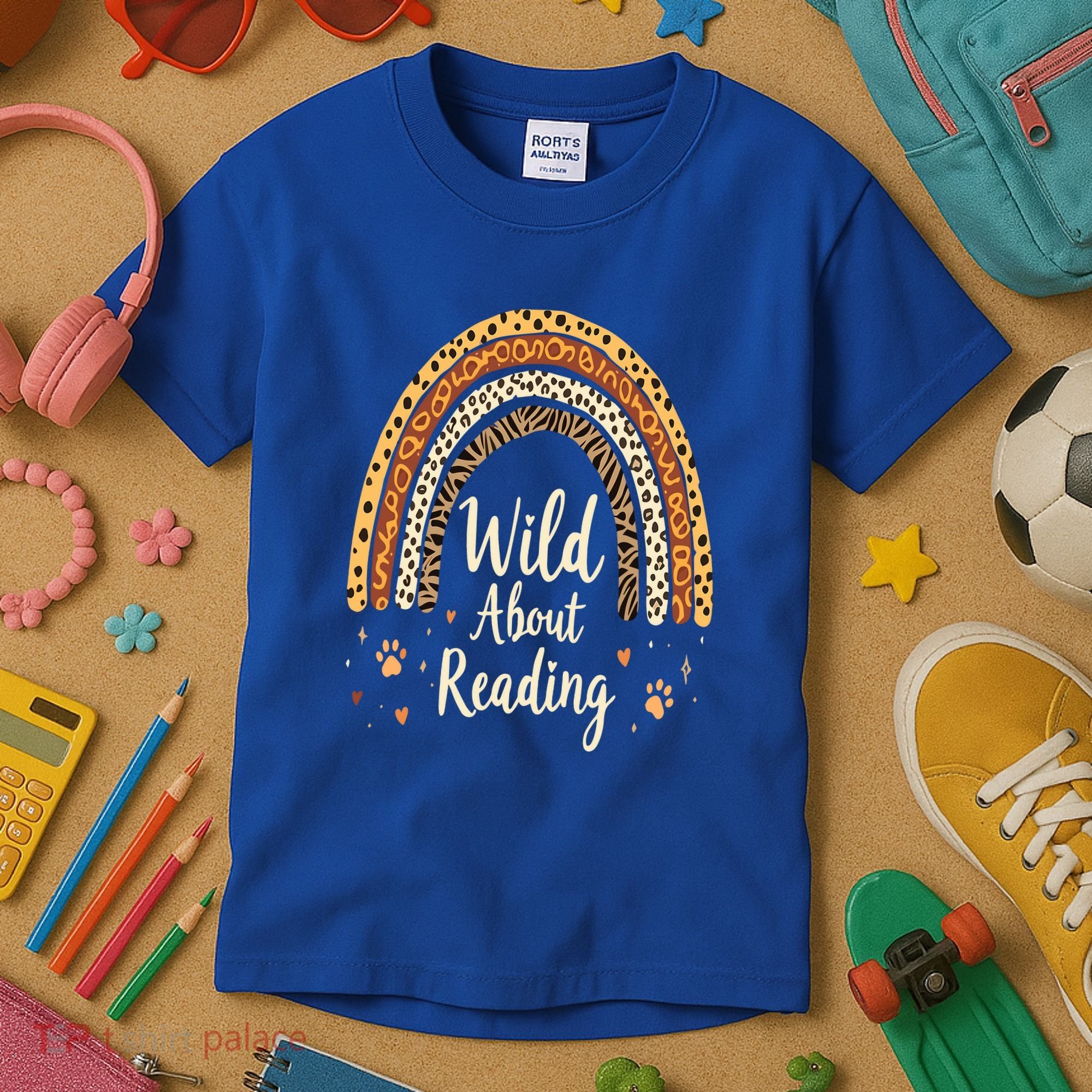 Wild About Reading Teacher Back to School Rainbow Kids T-Shirt