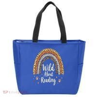 Wild About Reading Teacher Back to School Rainbow Tote Bag thumb 0